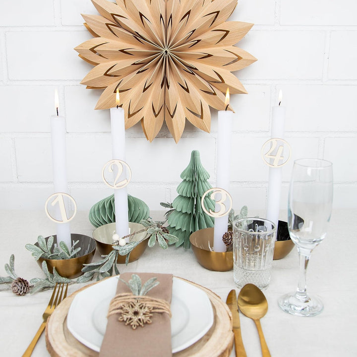 Papierstern Ø 40 cm in Holz-Optik – Stern Blume Natur für Fenster &amp; Schaufenster – Landhaus Deko für