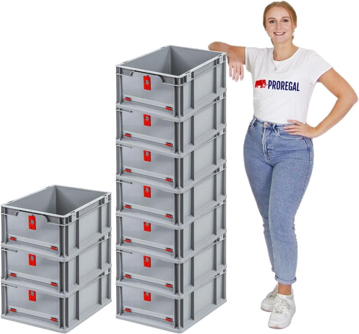SuperSparSet 10x Eurobox NextGen Insight Cover | HxBxT 17x30x40 | 16 Liter | Niedrig/Rot | Eurobehäl