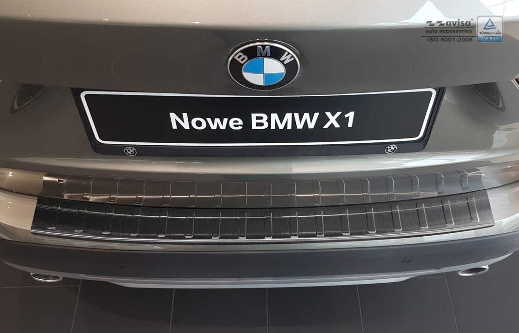 Schwarz Edelstahl Heckstossstangenschutz kompatibel mit BMW X1 E84 2012-2015 'Ribs' exkl. M-Paket