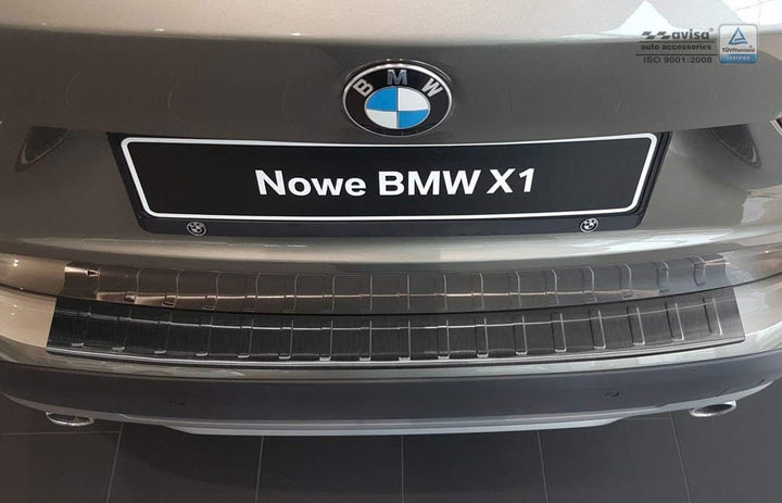 Schwarz Edelstahl Heckstossstangenschutz kompatibel mit BMW X1 E84 2012-2015 'Ribs' exkl. M-Paket