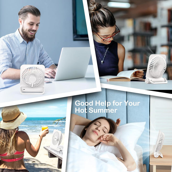 EasyAcc Tischventilator Sehr Leise, Tischventilator Batterie Tragbarer USB Ventilator 4000 Akku 4 Ge