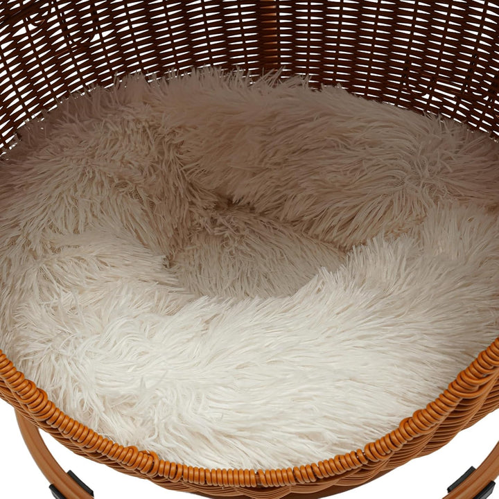 Katzenkorb hängend, Katzen Hängematte aus Rattanimitat, bequemes Katzenschaukel mit Weiches Kissen (