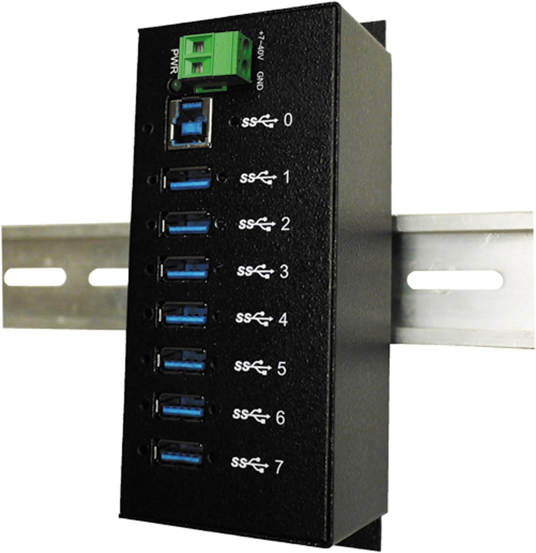 EXSYS EX-1187HMVS 4 Port USB 3.0 HUB Din-Rail-Kit 15KV ESD Surge Protection schwarz