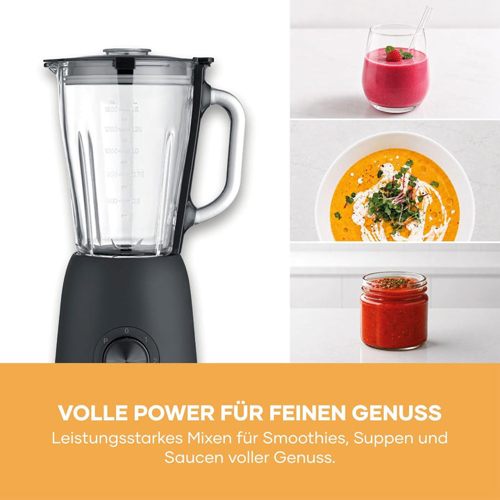 Severin Standmixer, Smoothie Maker, Blender elektrisch, 1,5L, 2 Stufen, Impulsfunktion, spülmaschine