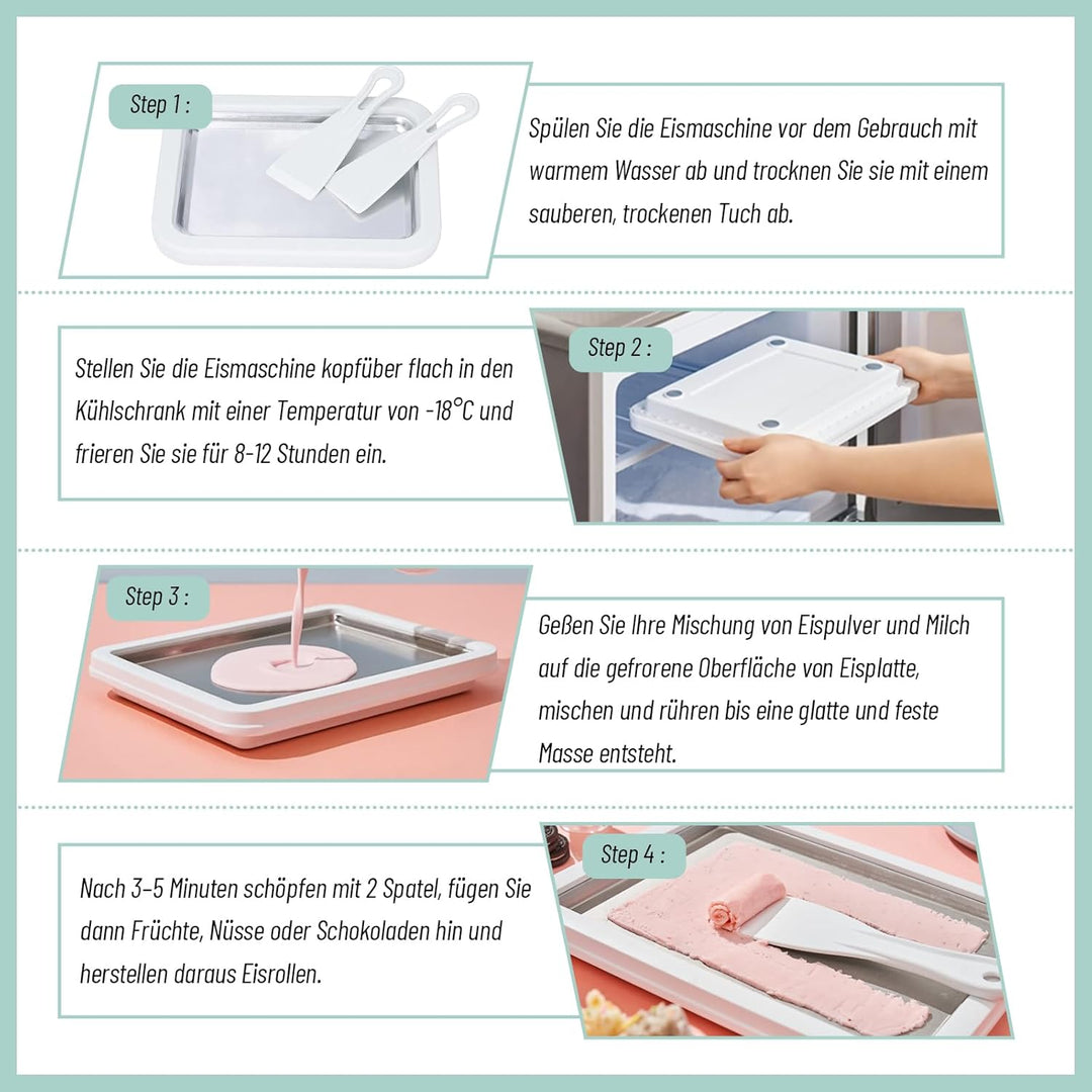 climafusion Eisplatte Eis Rolls zum Eis Machen DIY, Ice Cream Machine rolls maker mit 2 Spateln, Gel