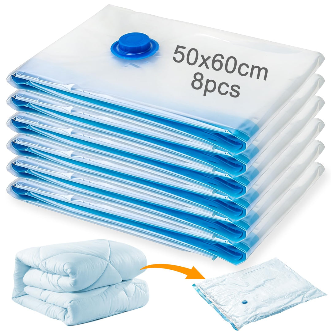 8 Stück Vakuum Beutel für Kleidung 50 x 60 cm 8er Set für Kleidung Bettdecken Wiederverwendbare Vacu