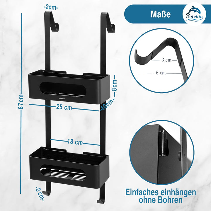Duschablage zum Hängen | Patentiertes Duschregal ohne Bohren | Edelstahl Badregal Shampoohalter Dusc