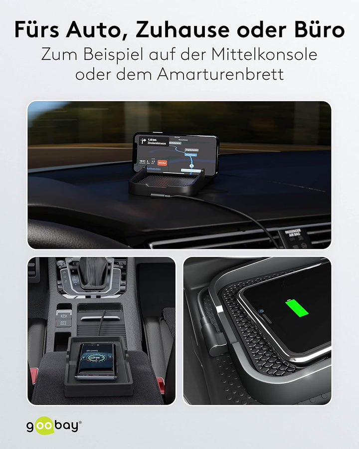 Goobay 60471 Kfz Wireless Charger 15W Qi Ladestation / kabelloses Ladegerät 15W / Induktive Ladestat