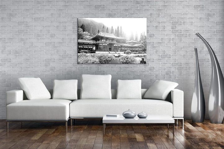 deyoli atemberaubende Tempelanlage in Asien Effekt: Schwarz&Weiss,Format: 80x60 als Leinwandbild, Mo