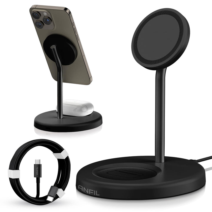 Ladestation 2-in-1 für iPhone 12-17 Serie - Kompatibel mit MagSafe, 15W Wireless Charger - Ladegerät