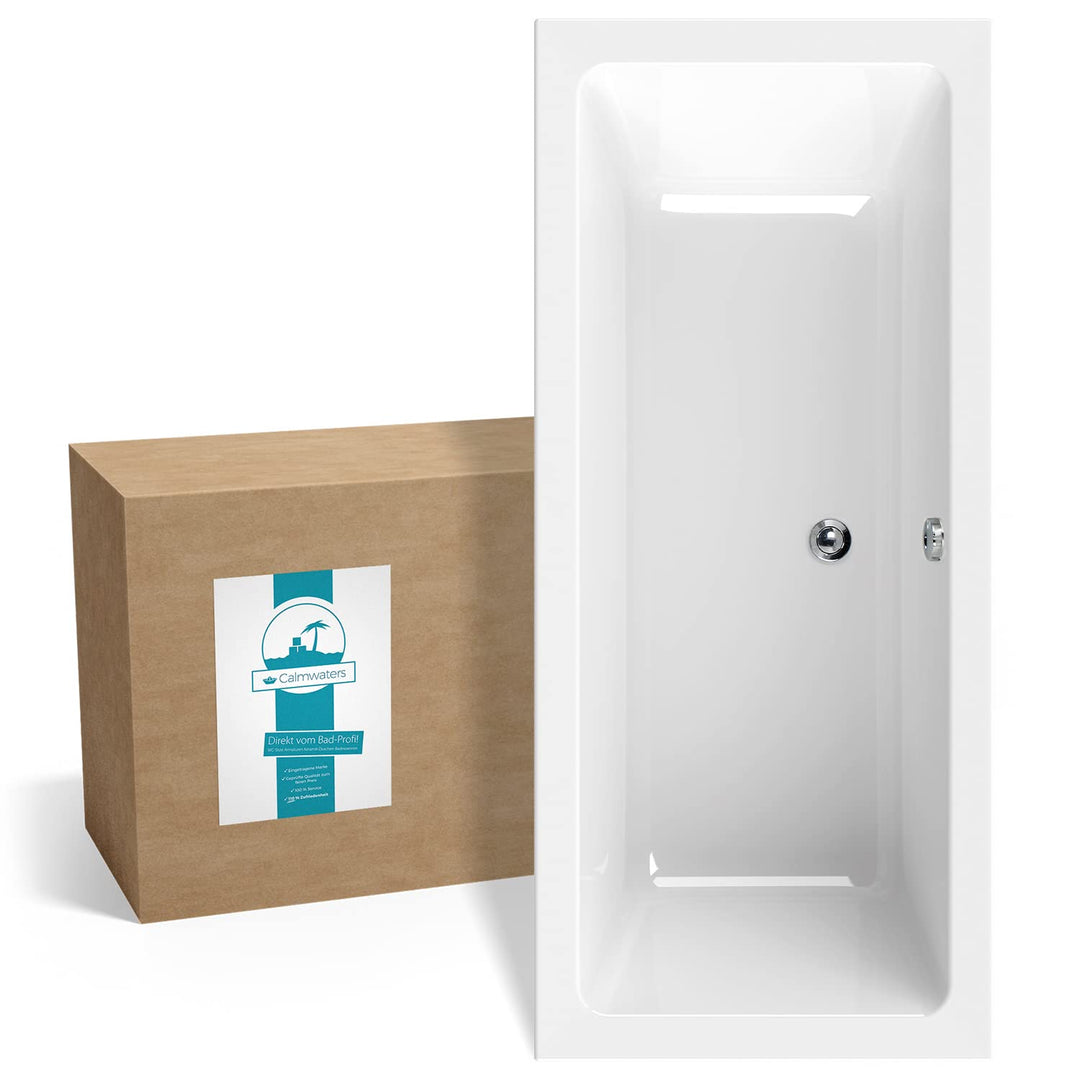Calmwaters® Rechteck-Badewanne 170x75 cm, Acrylwanne Modern Select, Duo-Badewanne für zwei Personen,