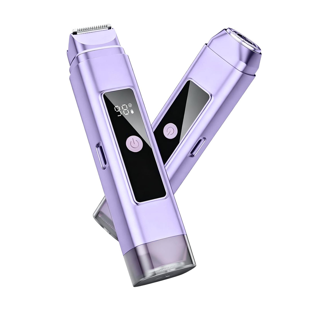 Elektrischer 2-in-1 Mini Bikini-Epilierer für Frauen, Rasierer mit Doppelkopf &amp; Digitalanzeige, IPX7