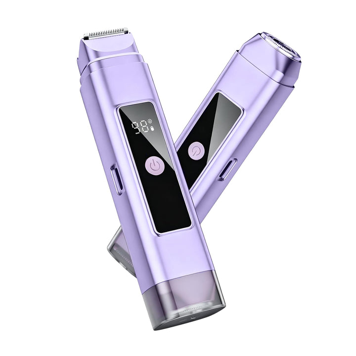 Elektrischer 2-in-1 Mini Bikini-Epilierer für Frauen, Rasierer mit Doppelkopf &amp; Digitalanzeige, IPX7
