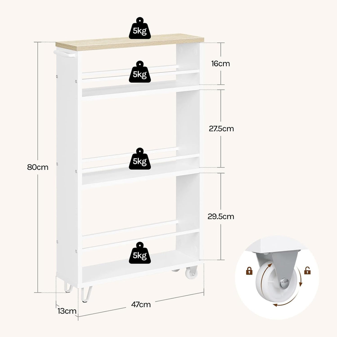 WOLTU Küchenwagen mit 3 Ebenen, Küchenregal Servierwagen Nischenregal mit Rollen, Rollwagen Rollcont