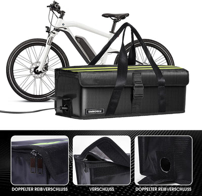 ENROSLU Ebike Akkutasche, 8 Schichten Brandschutz, Feuerfeste Akkutasche bis 1400 °C, Wasserdicht, E