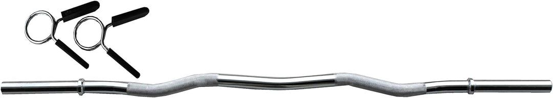 Lisaro SZ Hantel Curlstange 120cm mit Federverschlüssen | Standardnorm gerändelt und verchromt | Sch