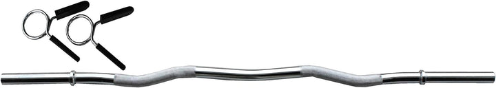 Lisaro SZ Hantel Curlstange 120cm mit Federverschlüssen | Standardnorm gerändelt und verchromt | Sch