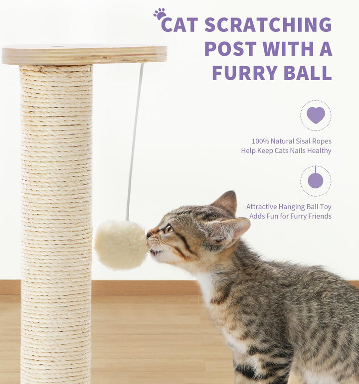 Made4Pets Kratzbaum, Katzenkratzbaum, Kätzchenspielzeug für Indoor-Katzen, Holzkugelschiene, zweilag