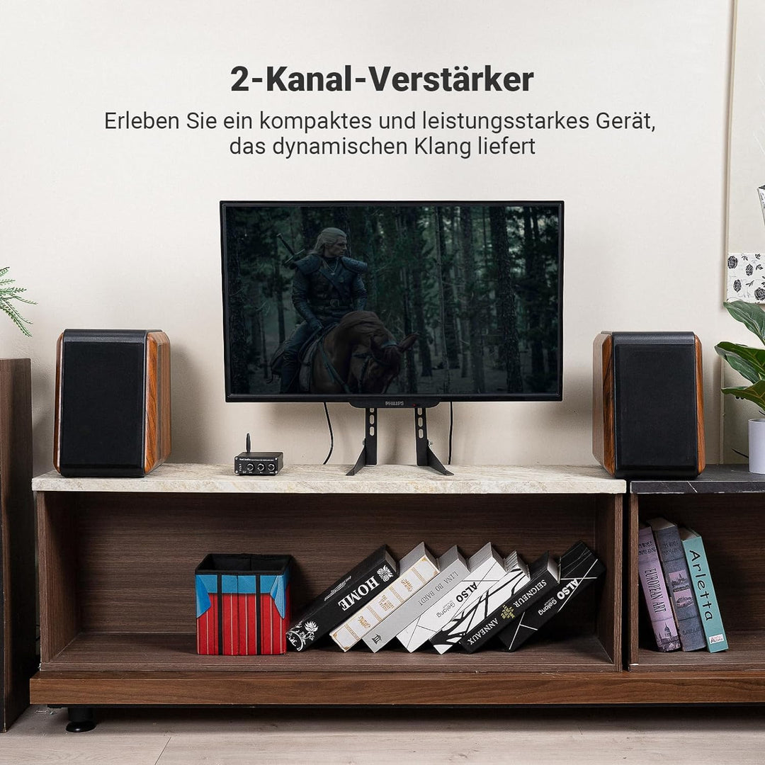 Fosi Audio BT20A Bluetooth Verstärker, 200W Mini Hifi Verstärker mit TPA3116 Amp Chip, Bass und Treb