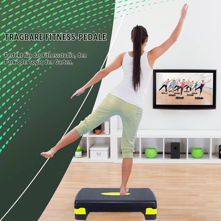 Steppbrett Fitness Aerobic Stepper Höhenverstellbar Step Bench mit 2 Stufen (10/15cm), Hometrainer F