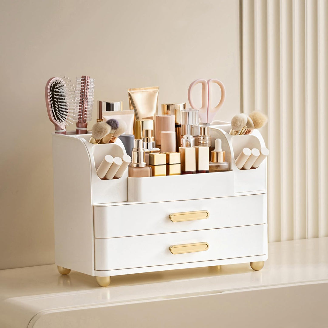 hblife Makeup Kosmetik Organizer mit Schubladen, Pinsel Organizer, 3-in-1 Plastic Kosmetik Aufbewahr