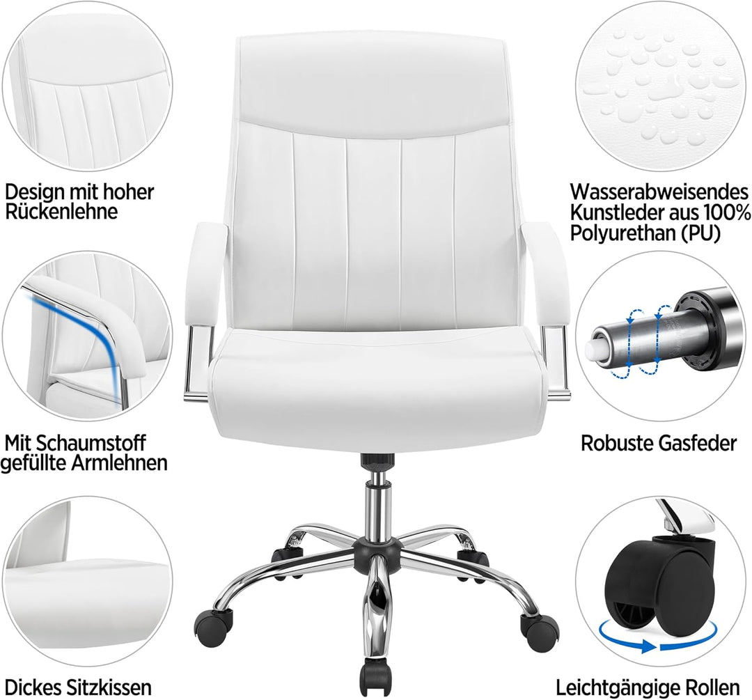 Yaheetech Bürostuhl Ergonomisch Schreibtischstuhl, Chefsessel, Drehstuhl mit Rollen, Drehbar und Wip