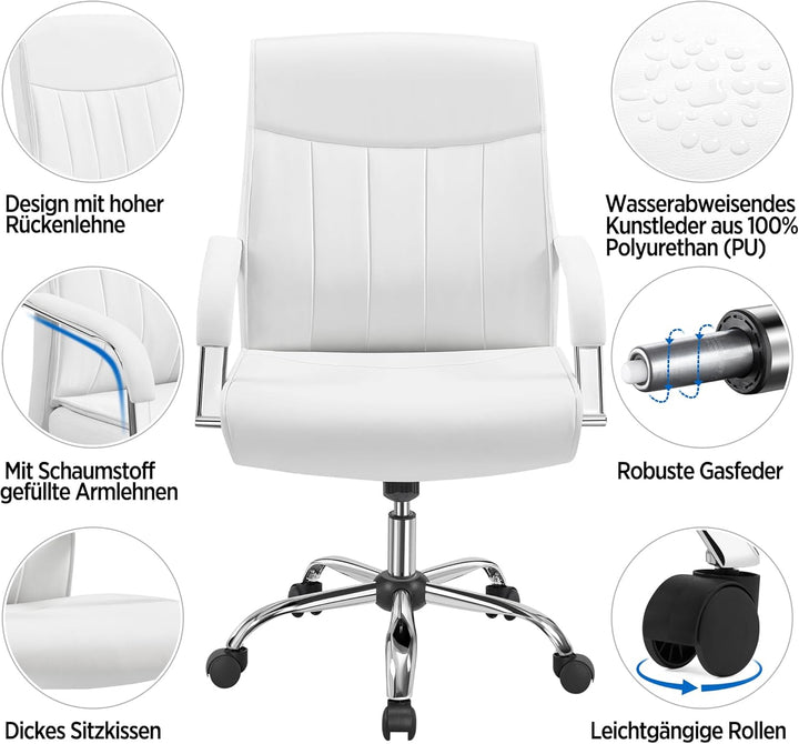 Yaheetech Bürostuhl Ergonomisch Schreibtischstuhl, Chefsessel, Drehstuhl mit Rollen, Drehbar und Wip