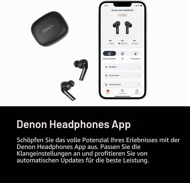 Denon AH-C840NCW True Wireless Bluetooth In-Ear-Kopfhörer mit aktiver Geräuschunterdrückung, wasserr