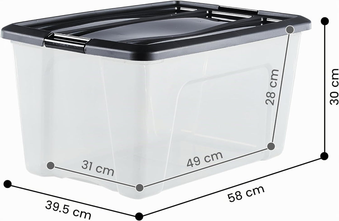 Iris Ohyama, Aufbewahrungsbox aus Kunststoff, 45 l Garagen-Aufbewahrungsbox, 6er-Set, BPA-frei, NTB-