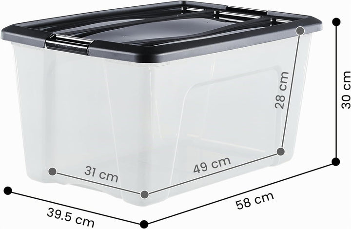 Iris Ohyama, Aufbewahrungsbox aus Kunststoff, 45 l Garagen-Aufbewahrungsbox, 6er-Set, BPA-frei, NTB-
