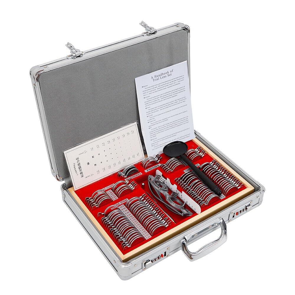 104Pcs Trial Lens Set Metallfelge Fall Testrahmen Optometrie Kit Metall Rand Optisches Testlinsen Ge