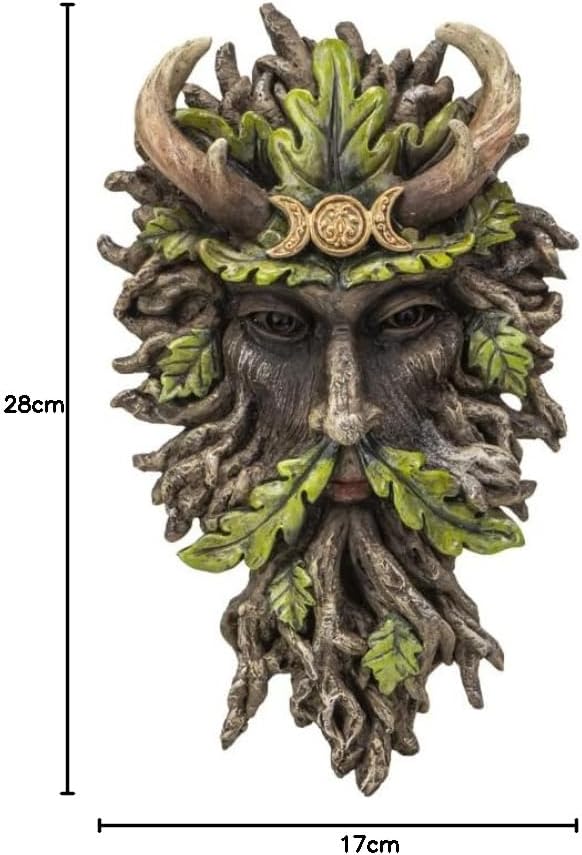 Pacific Giftware Wandrelief Greenman Gehörnter Gott Dreifach-Mond Wandskulptur