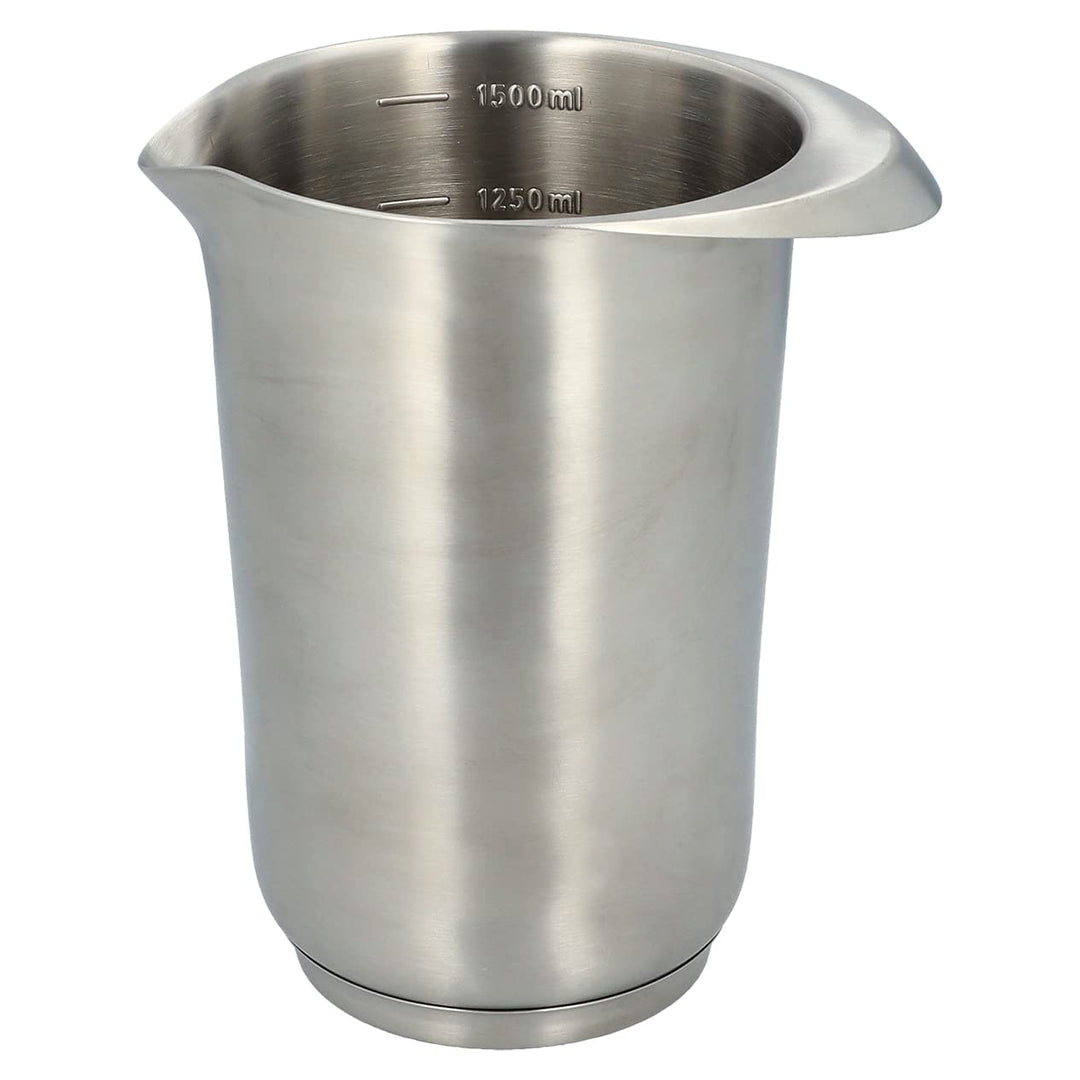 Rühr- und Servierbecher – Birkmann – silber, 1,5 L, Edelstahl, mit Griff, Ausgiesser & Skalierung, A