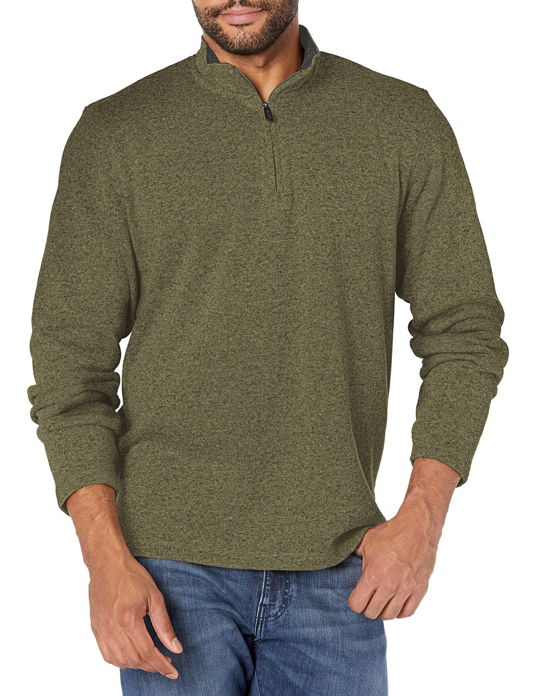 Wrangler Authentics Herren Long Sleeve Fleece Quarter-Zip Pullover S Olive Night, S Olive Night