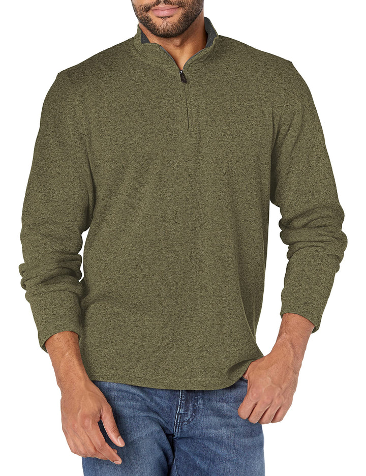 Wrangler Authentics Herren Long Sleeve Fleece Quarter-Zip Pullover S Olive Night, S Olive Night