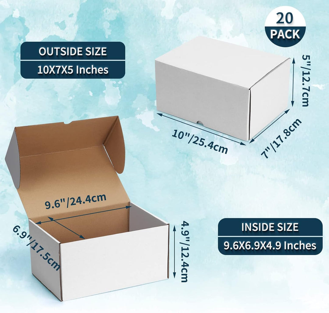 EYMPEU 20 Stück 25,4 x 17,8 x 12,7cm Weisse Versandkarton, Kartons für kleine Gegenstände, Spielzeug