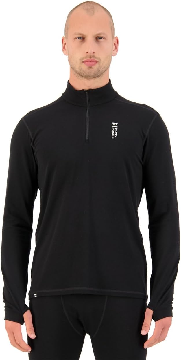 Mons Royale Herren Cascade Flex 200 1/4 Zip Longsleeve Langarm Unterhemd Funktio, S