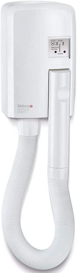 Valera Hotello Shaver Wandhaartrockner mit Rasiersteckdose, 1200 Watt, Farbe Weiss