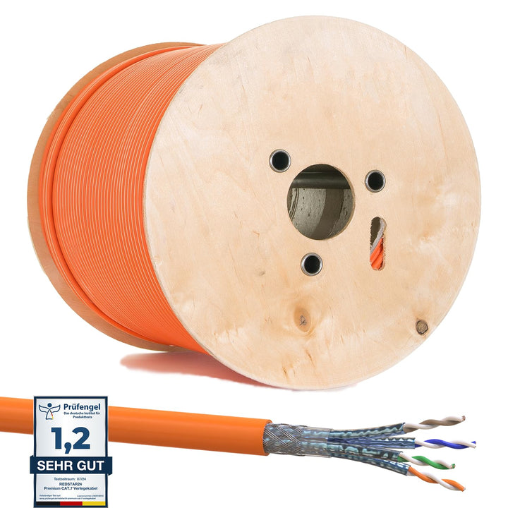 RedStar24 CAT 7 Verlegekabel 500m Netzwerkkabel Datenkabel LAN CAT7 Kabel Kupfer Installationskabel