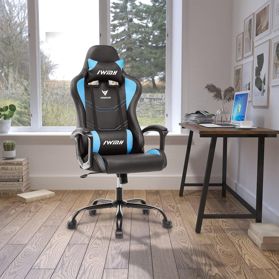 IWMH Gaming Stuhl, Ergonomischer Computerstuhl mit Hoher Rücklehne, Höhenverstellbarer Drehstuhl, Ra
