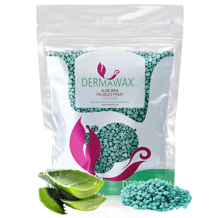 Dermawax 1 kg Aloe Vera Wachs Heisswachs Waxing Perlen Wachsperlen Anwendung ohne Wachsstreifen zur