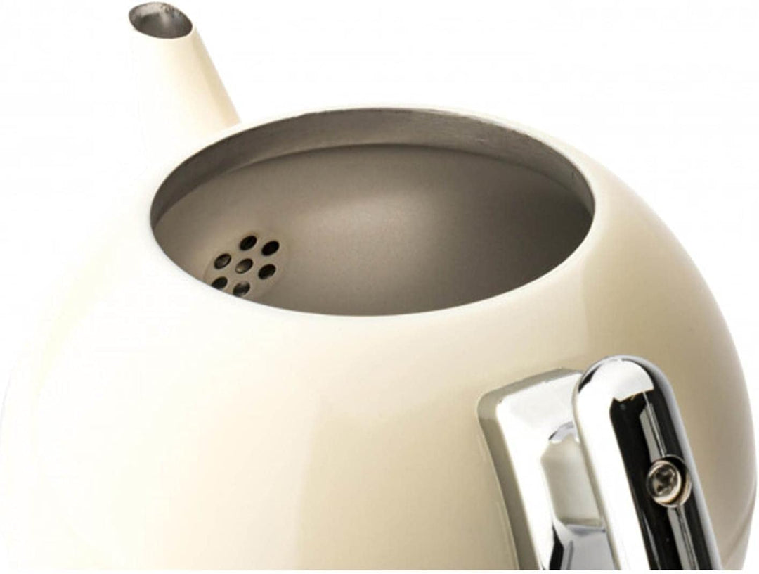 Teekanne Set 1.2 Liter - Edelstahl doppelwandig Creme-Weiss - Grosse Edelstahlteekanne mit Deckel mi
