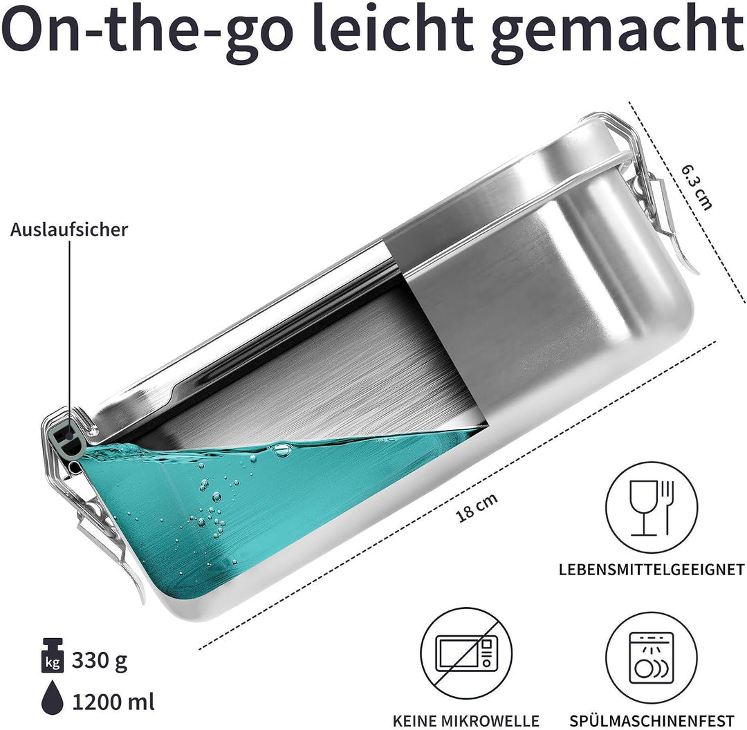 Bambaw Lunchbox aus Edelstahl 1200 ml | Bento BPA Free | luftdichte Lunchbox | Bento mit Fächern | B