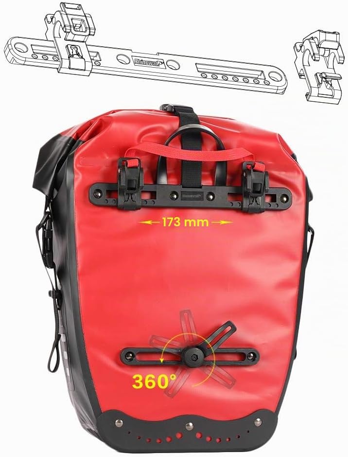 Rhinowalk 25L Fahrradtasche Wasserdicht Gepäckträgertasche Fahrrad Laptop Gepäckträger Seitentaschen