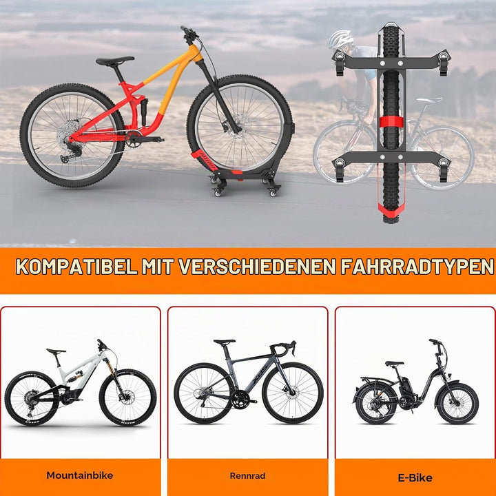 IMAYCC Professional Freistehender Fahrradständer mit Rollen für 24-29 Zoll Mountainbike E-bike Rennr