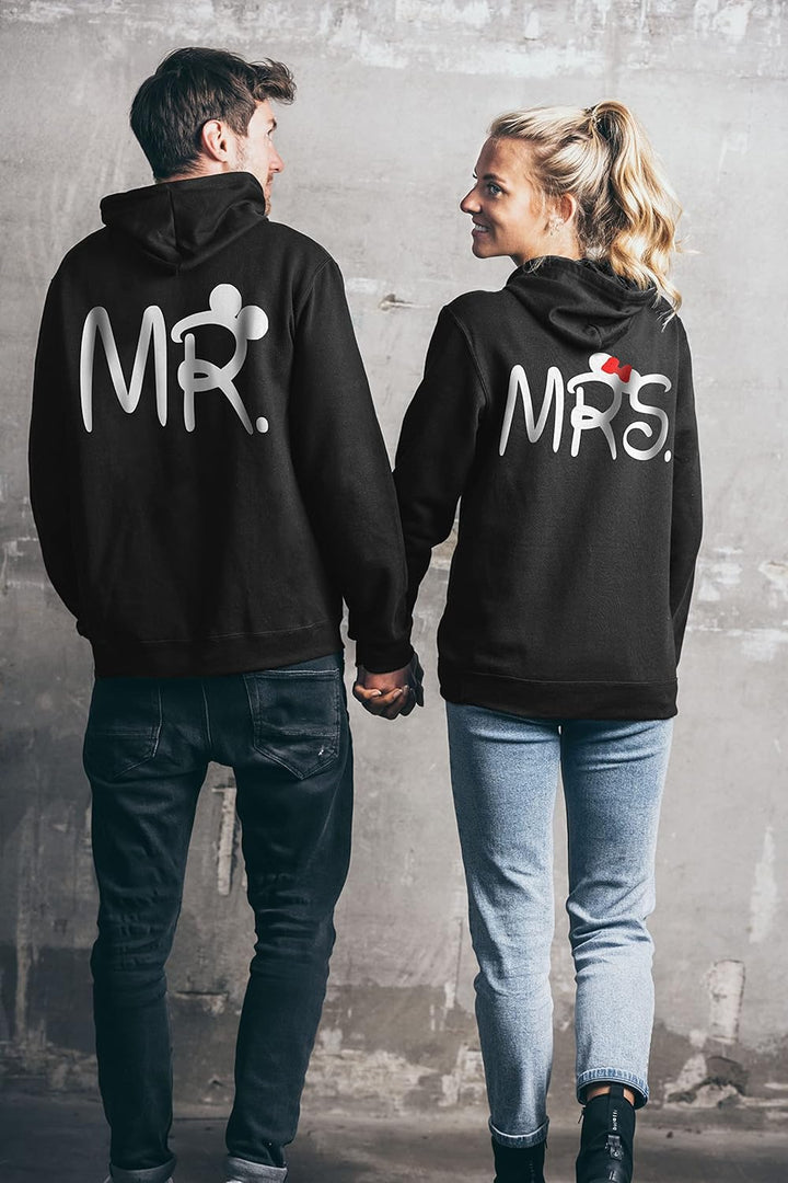 Couple Camp Mr Mrs Hoodie Pärchen Pullover Paare King Queen Fun Spruch, Damen-grau