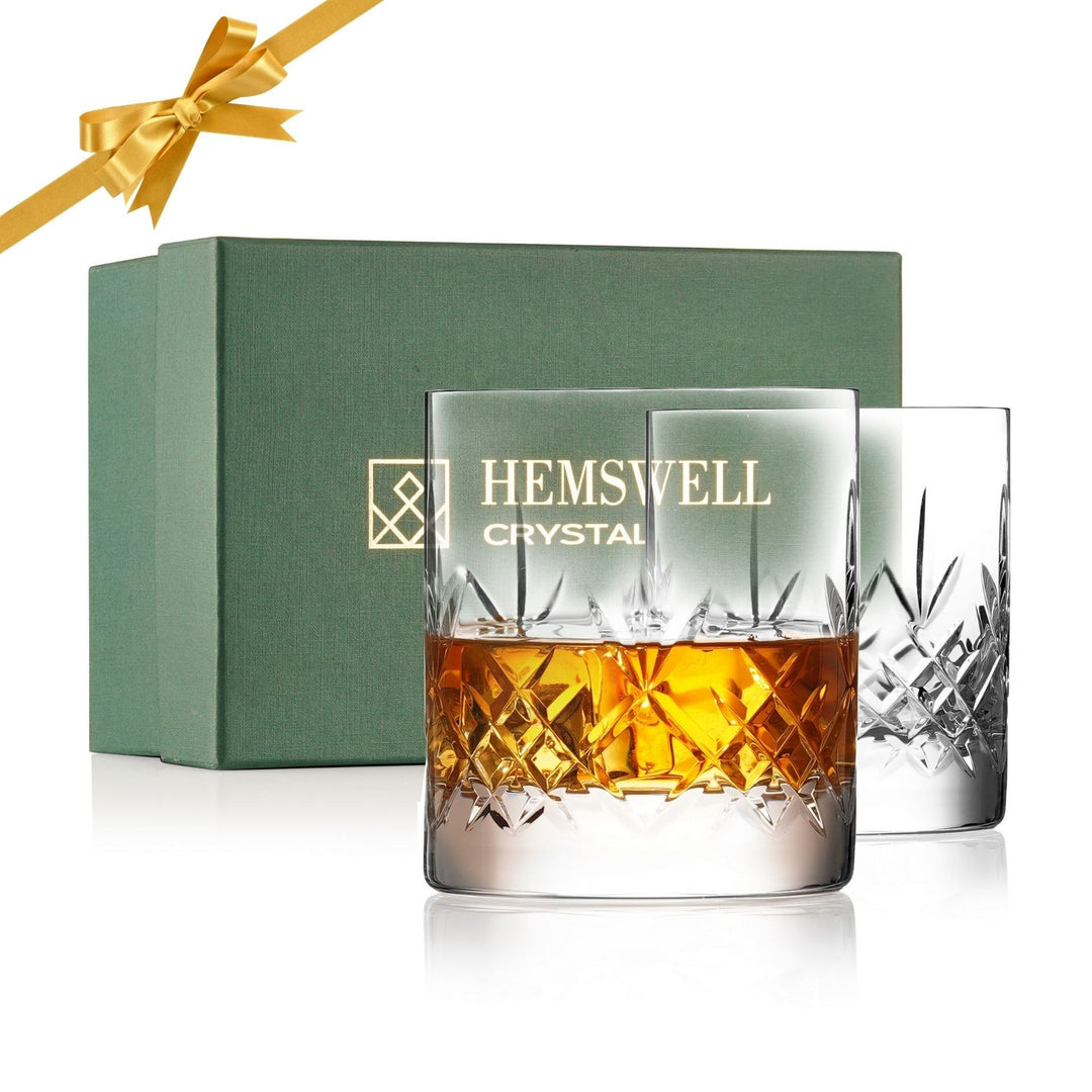 Hemswell Kristall Whisky Gläser Set, 2 Stück – 310 ml, altmodische Gläser, Whisky-Becher – tradition