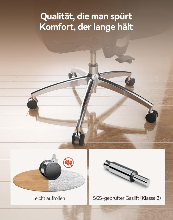 SIHOO Ergonomischer Bürostuhl, Chefsessel mit 3D verstellbare Armlehne und Lendenwirbelstütze, Hautf