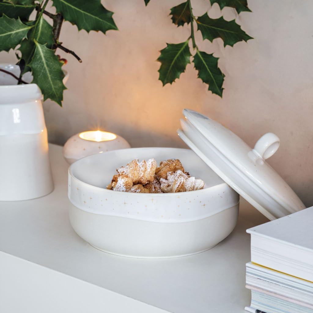 like. by Villeroy & Boch - Winter Glow Dose Rund Beige, Mikrowellensicher, Winterliche Gebäckdose, V