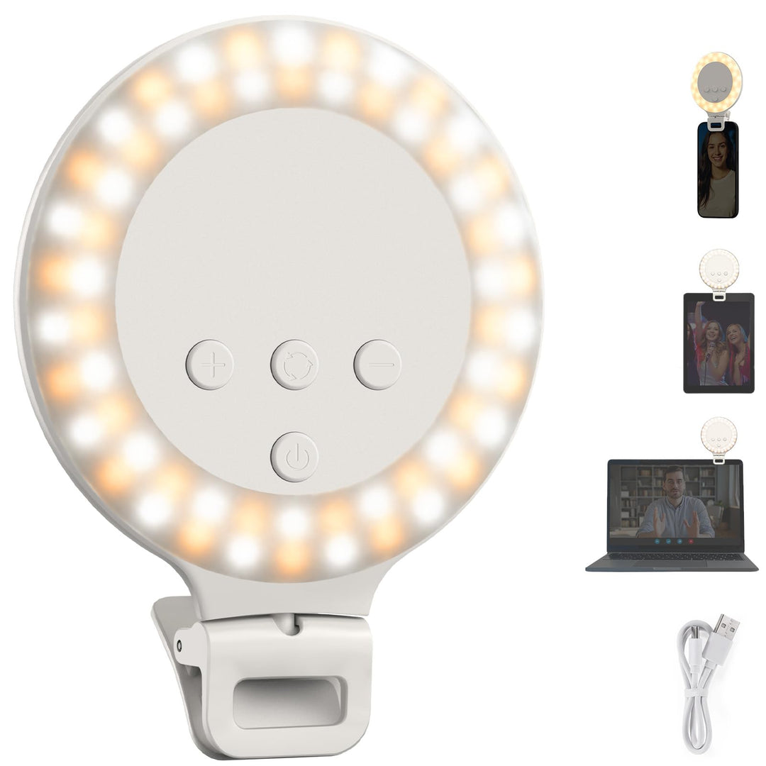 NEEWER ENTRY LEVEL VERSION Ringlicht Handy, 9,6cm Ring Light, 3W Clip on Selfie Licht, 3 Modi, CRI80